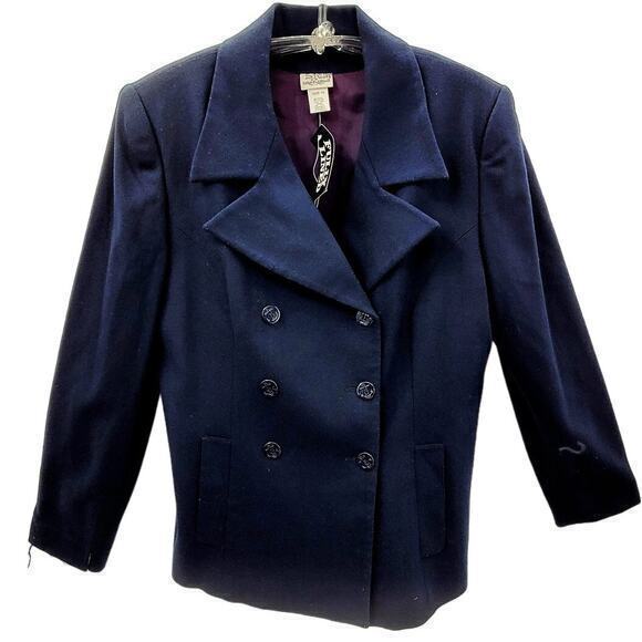 Hillard & Hanson Jackets & Blazers - Hillard & Hansen Vintage Blue‎ Wool Double-Breasted Preppy Peacoat Jacket Coat